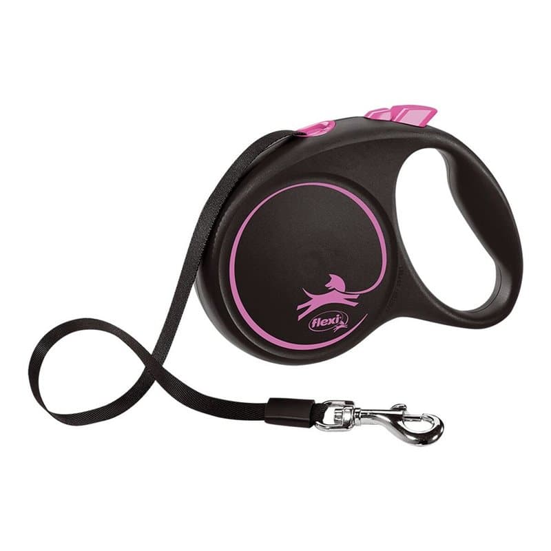 Laisse pour Chien Flexi BLACK DESIGN Noir Rose S - Image 1
