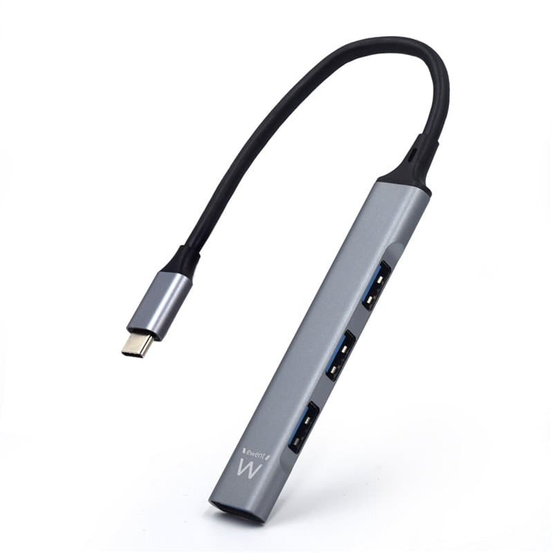 Ewent EW1145 hub & concentrateur USB 3.2 Gen 1 (3.1 Gen 1) Type-C 5000 Mbit/s Gris, Argent - Image 1