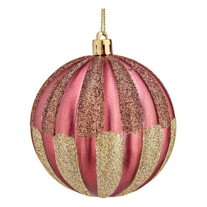 Boule de Noël Ø 8 cm 6 Unités Rose PVC Plastique - Image 1