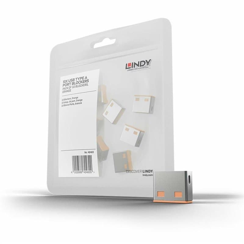 Lindy 40463 bloqueur de port USB Type-A Orange Acrylonitrile-Butadiène-Styrène (ABS) 10 pièce(s) - Image 1
