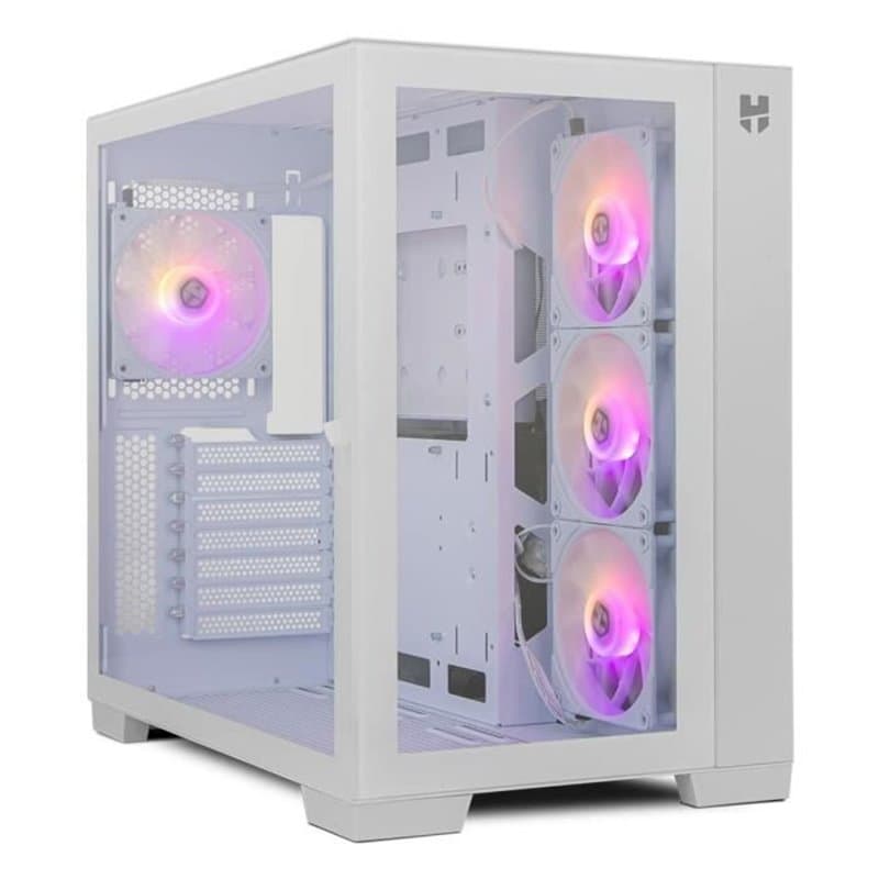 Boîtier ATX semi-tour Nox NXHUmmERASTRAWH Blanc Ventillateur x 4 - Image 1