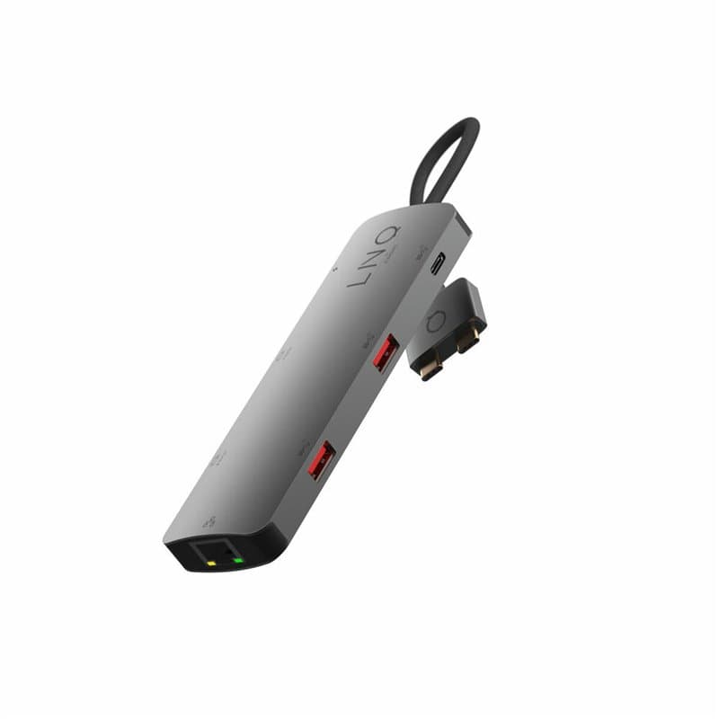 Linq byELEMENTS LQ48011 station d'accueil 2 x USB 3.2 Gen 2 (3.1 Gen 2) Type-C Noir, Gris - Image 1