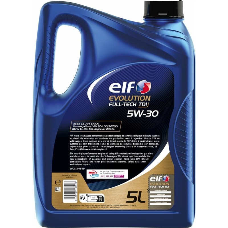Huile de moteur pour voiture Elf 5W30 5 L - Image 1