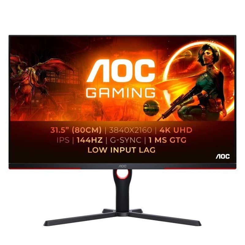 AOC G3 U32G3X LED display 80 cm (31.5") 3840 x 2160 pixels 4K Ultra HD Noir, Rouge" - Image 1