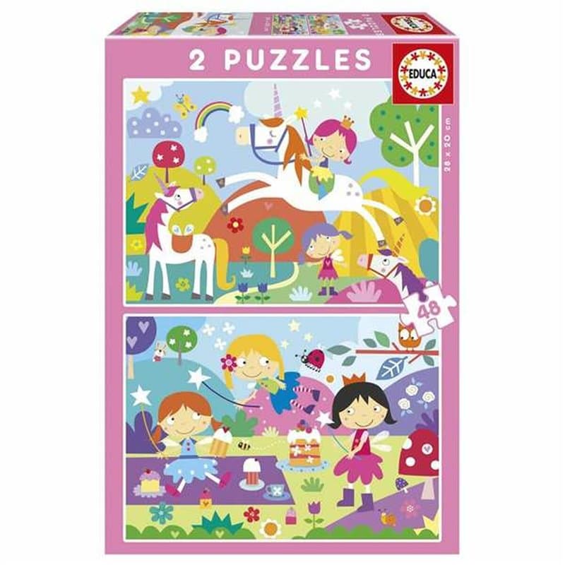 Set de 2 Puzzles Educa Fantasy world 48 Pièces - Image 1