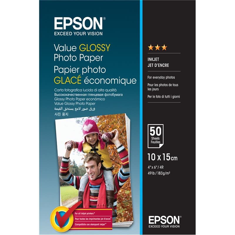 Epson Value Glossy Photo Paper - 10x15cm - 50 Feuilles - Image 1