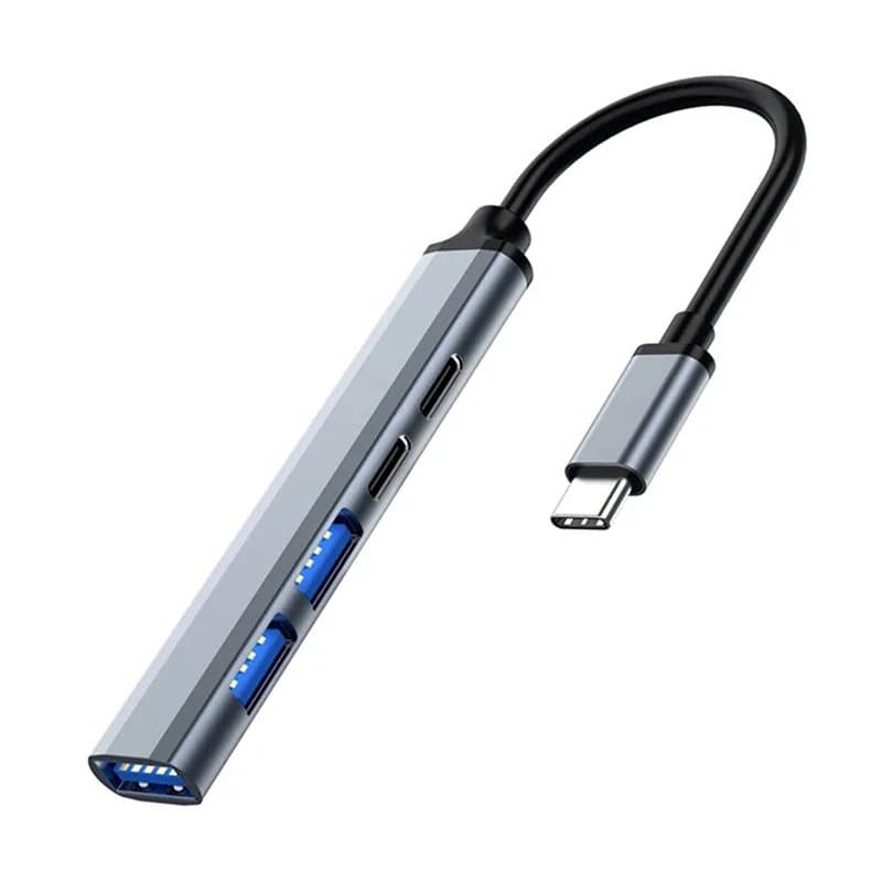Ewent EW1149 hub & concentrateur USB 3.2 Gen 1 (3.1 Gen 1) Type-C 5000 Mbit/s Gris, Argent - Image 1