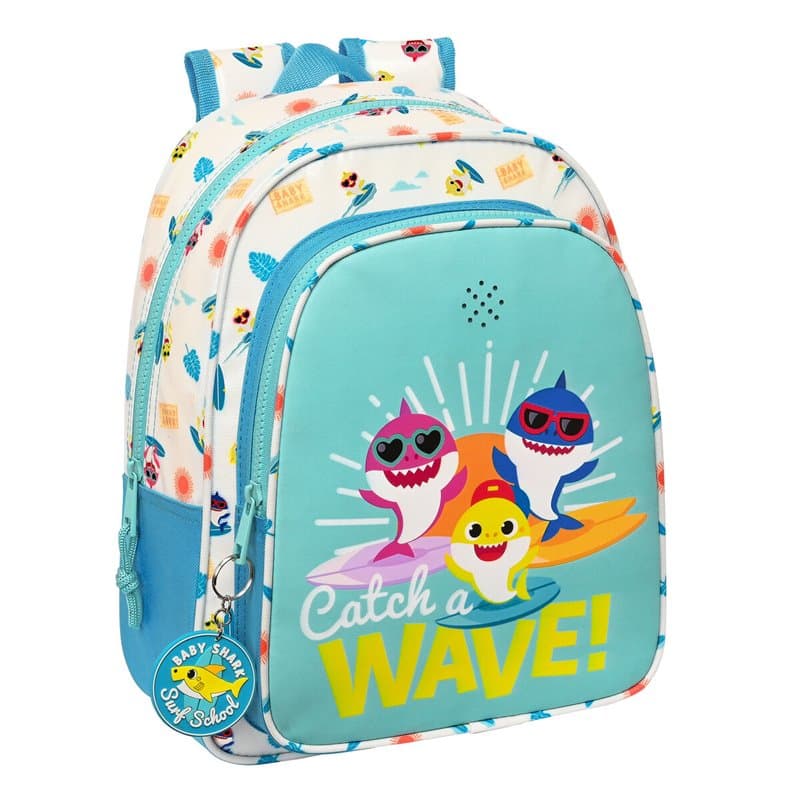 Cartable Baby Shark Surfing Bleu Blanc 27 x 33 x 10 cm - Image 1