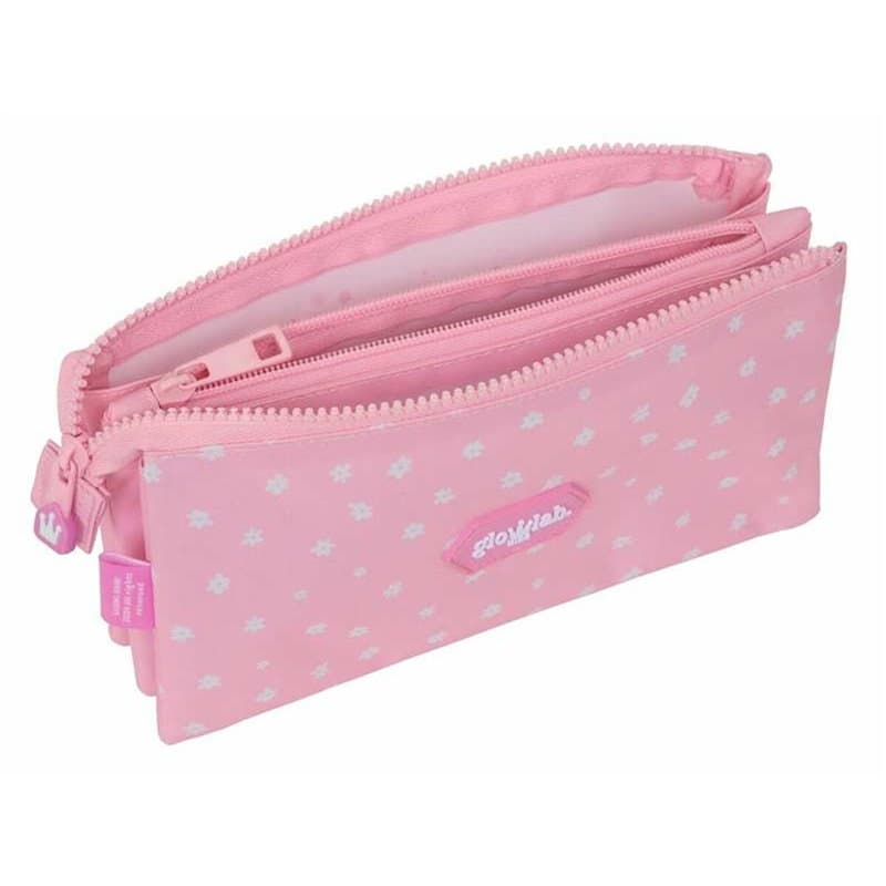 Trousse Fourre-Tout Triple Glowlab Kids Sweet Home Rose 22 x 12 x 3 cm Recyclado - Image 1