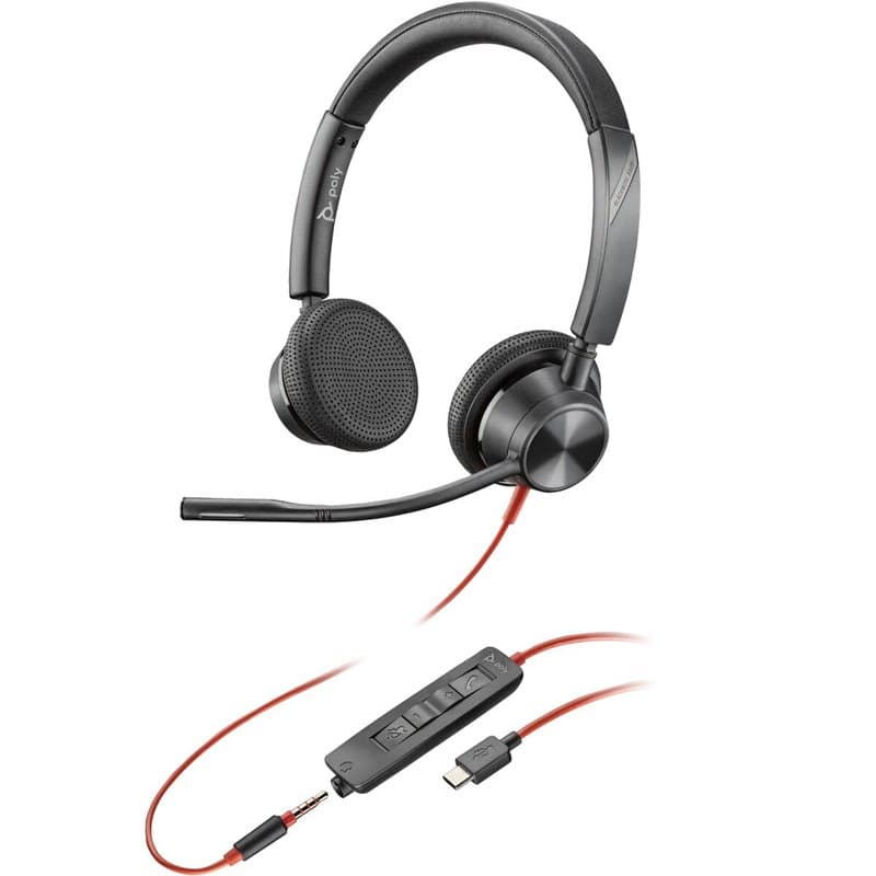 Poly Micro-casque Blackwire 3325 stéréo USB-C + connexion 3,5 mm + adaptateur USB-C/A - Image 1