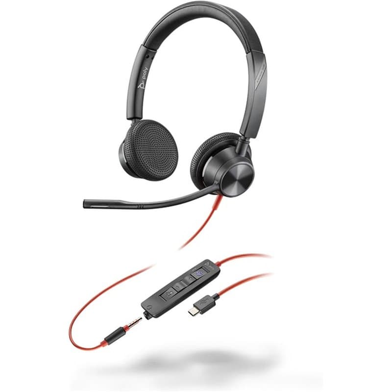 Poly Micro-casque Blackwire 3325 stéréo USB-C certifié Microsoft Teams + connexion 3,5 mm + adaptateur USB-C/A - Image 1