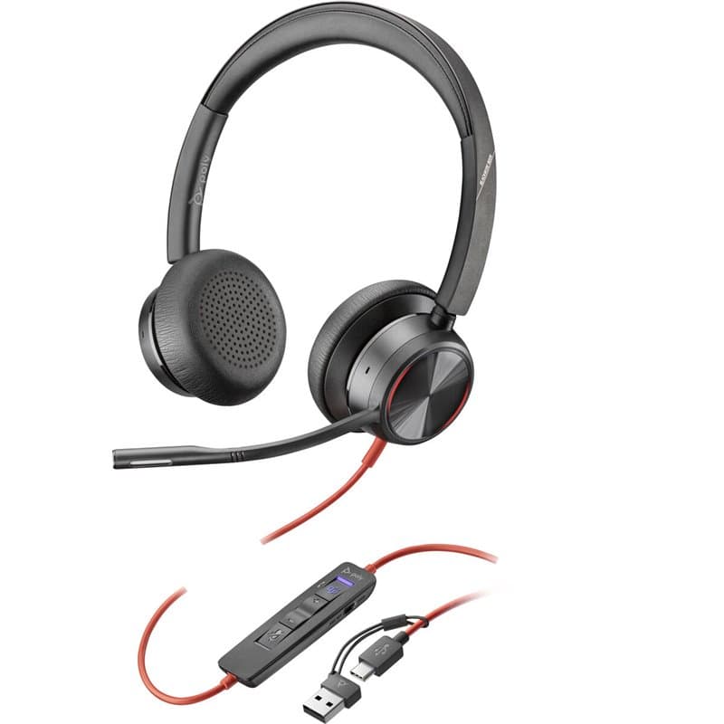 Poly Micro-casque Blackwire 8225 stéréo USB-C certifié Microsoft Teams + adaptateur USB-C/A - Image 1