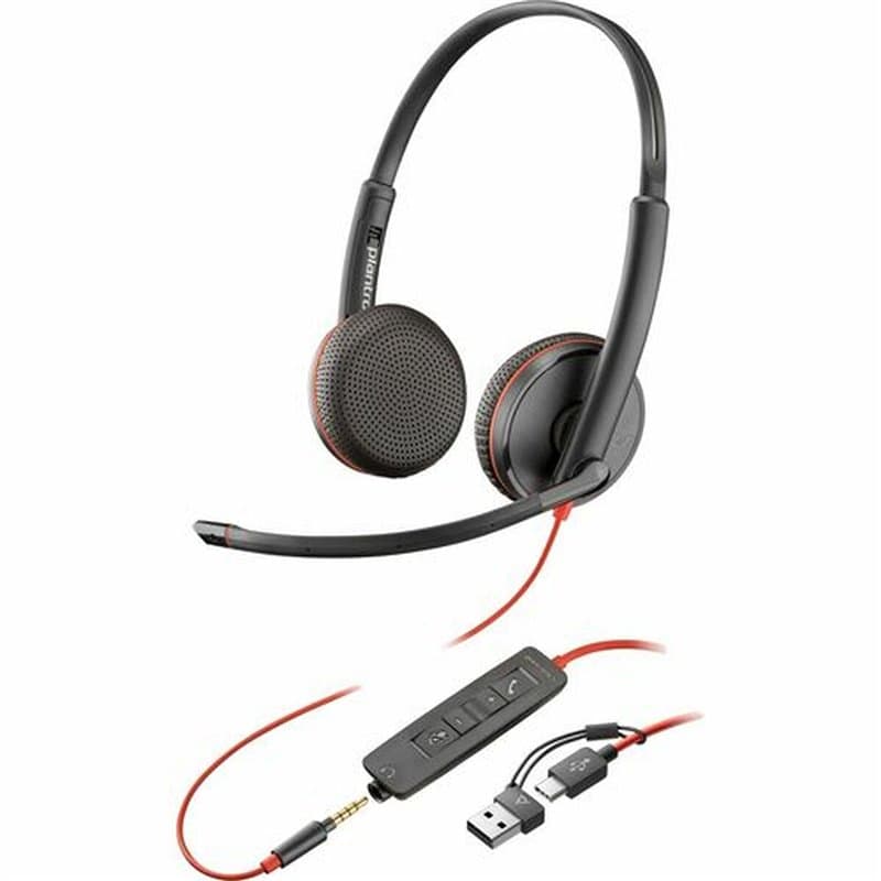 Poly Micro-casque stéréo USB-C Blackwire 3225 + prise 3,5 mm + adaptateur USB-C/A (lot) - Image 1