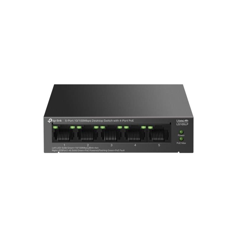 Tp-Link LiteWave LS105P Non-géré Fast Ethernet (10/100) Connexion Ethernet, supportant l'alimentation via ce port (PoE) Noir - Image 1