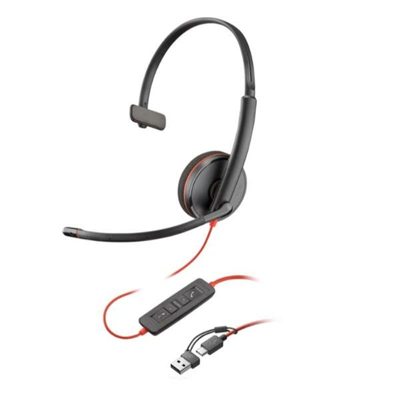 Poly Micro-casque Blackwire 3210 monaural USB-C + adaptateur USB-C/A - Image 1