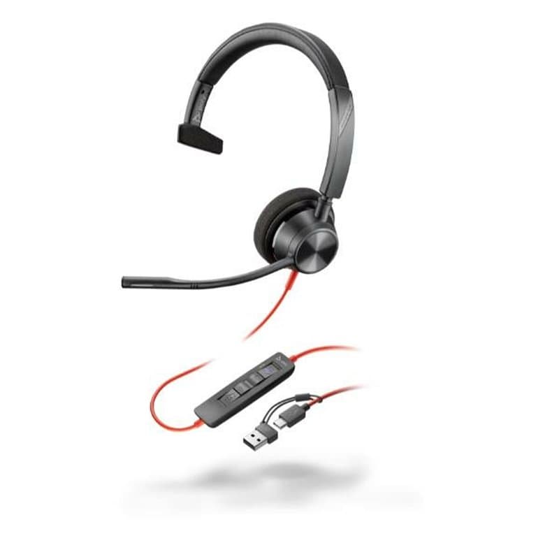Poly Micro-casque Blackwire 3310 monaural USB-C certifié Microsoft Teams + adaptateur USB-C/A - Image 1