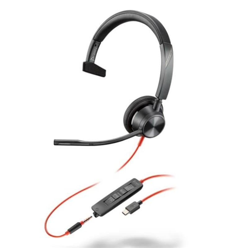 Poly Micro-casque Blackwire 3315 monaural USB-C + connexion 3,5 mm + adaptateur USB-C/A - Image 1