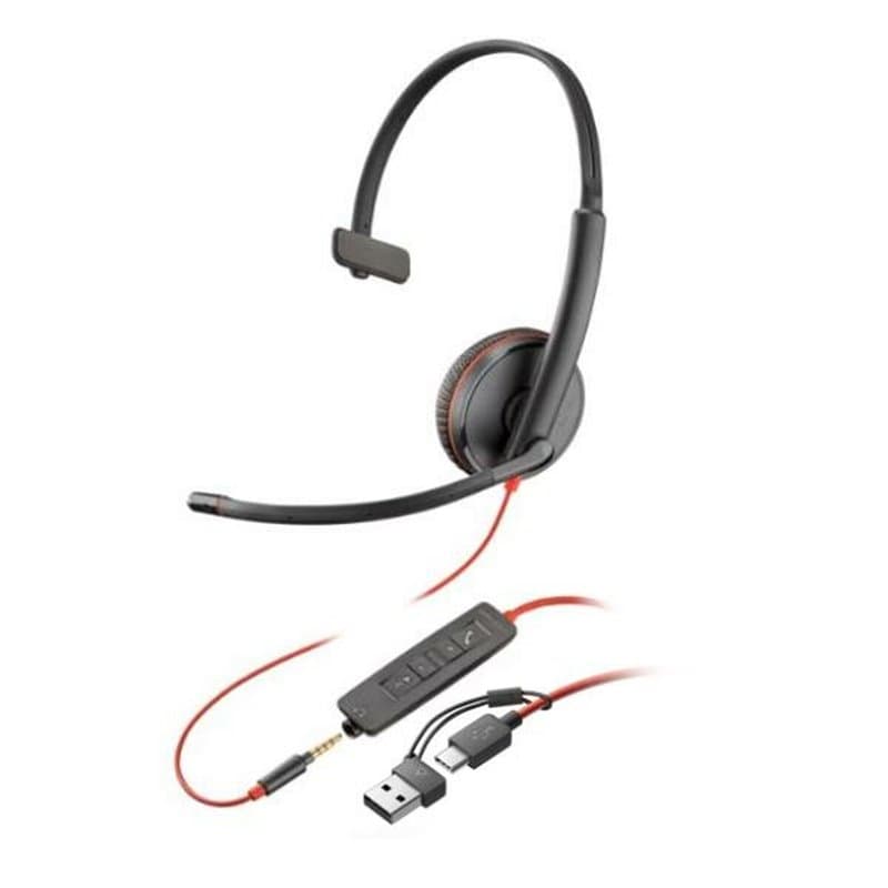 Poly Micro-casque Blackwire 3215 monaural USB-C + connexion 3,5 mm + adaptateur USB-C/A - Image 1