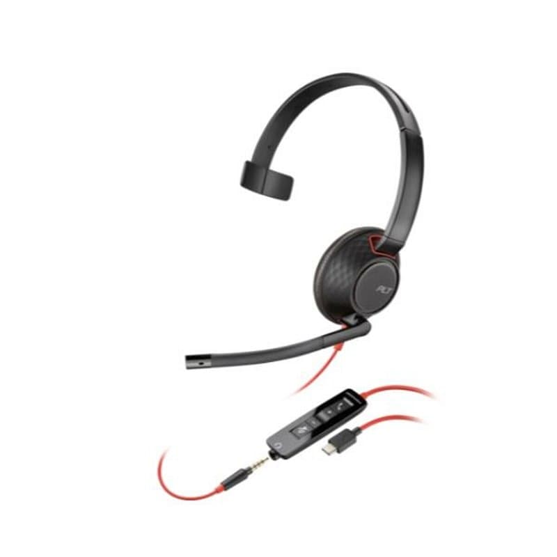 Poly Micro-casque monaural USB-C Blackwire 5210 + prise 3,5 mm + adaptateur USB-C/A - Image 1