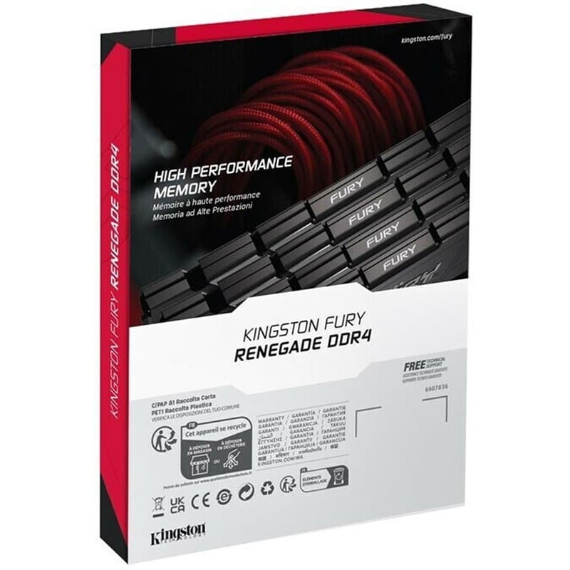 Kingston Technology FURY 16 Go 4000 MT/s DDR4 CL19 DIMM 1Gx8 Renegade Black - Image 1