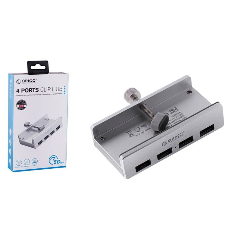 Hub USB Orico ALL-USB3-HUB-4-CLIP Argenté - Image 1