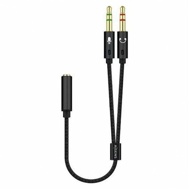 Aisens A128-0418 câble audio 0,25 m 2 x 3.5mm 3,5mm Noir - Image 1