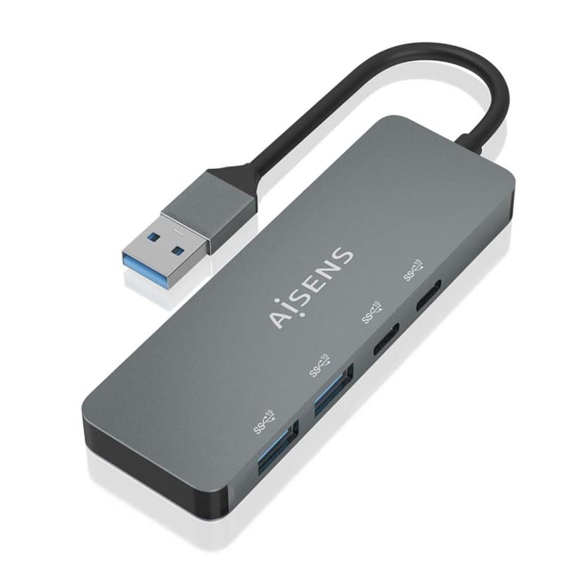 Aisens A106-0696 hub & concentrateur USB 3.2 Gen 2 (3.1 Gen 2) Type-A 10000 Mbit/s Gris - Image 1