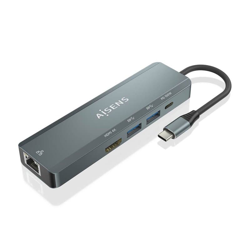 Aisens ASUC-5P011-GR station d'accueil Avec fil USB 3.2 Gen 1 (3.1 Gen 1) Type-C Gris - Image 1