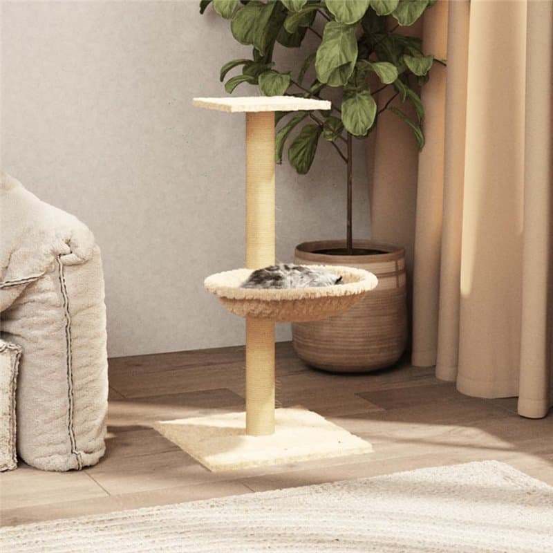 VidaXL Arbre à chat avec griffoir en sisal Crème 74 cm - Image 1