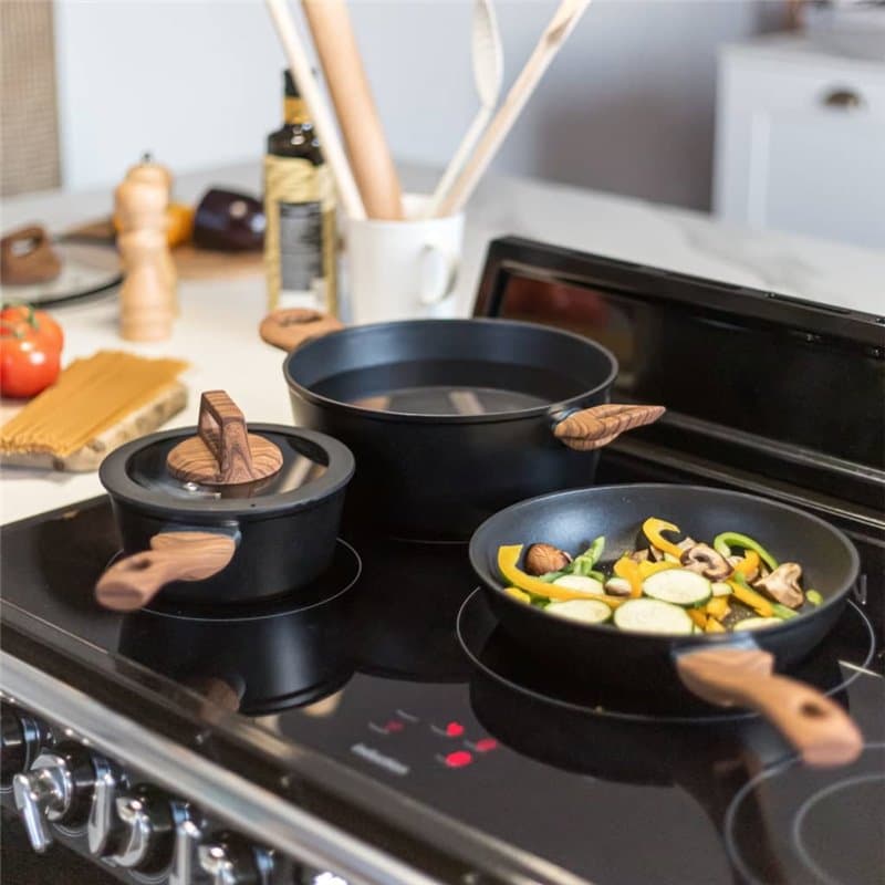 Livoo Batterie de cuisine 5 pcs Aluminium Noir - Image 1
