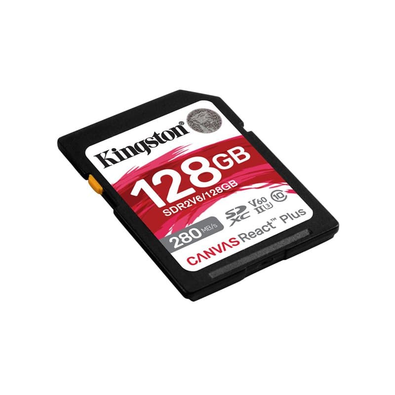 Kingston Technology 128GB Canvas React Plus SDXC UHS-II 280R/100W U3 V60 for Full HD/4K - Image 1