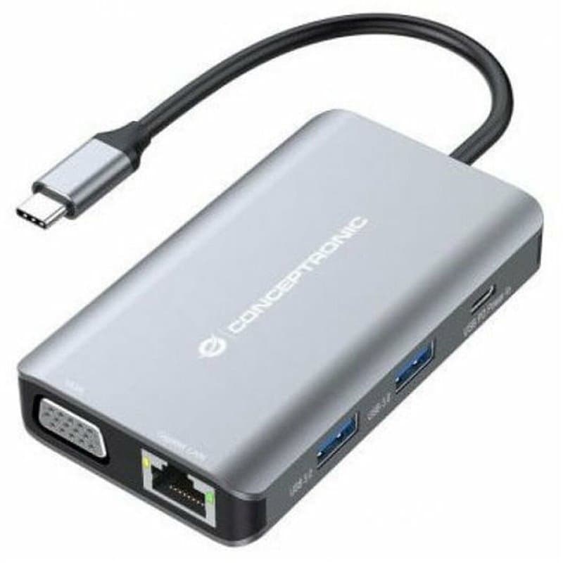 Conceptronic DONN21G station d'accueil Avec fil USB 3.2 Gen 1 (3.1 Gen 1) Type-C Gris - Image 1