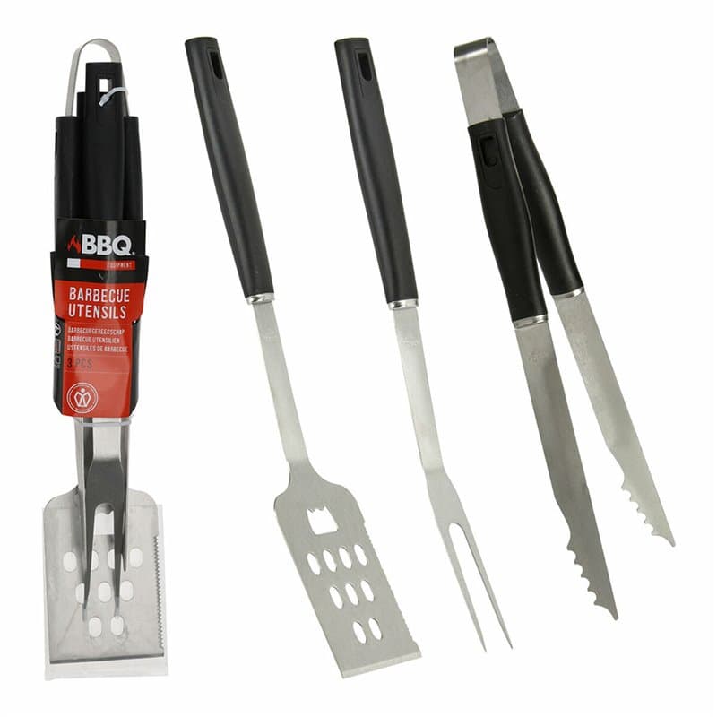 Ustensiles pour barbecues Noir 3 Pièces - Image 1