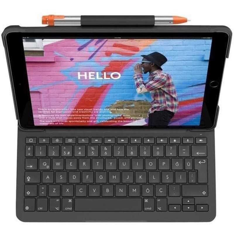 Logitech Slim Folio Gris Bluetooth Azerty Français - Image 1