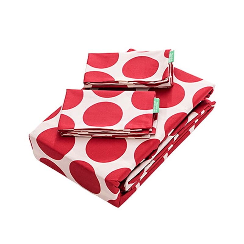 Jeu de draps Benetton Rouge Taupes 4 Pièces - Image 1
