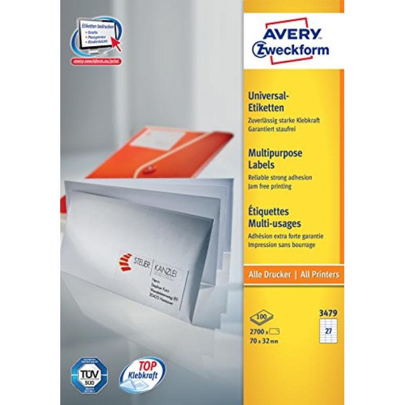Étiquettes Avery Zweckform 70 x 32 mm, A4 (3479) - Image 1