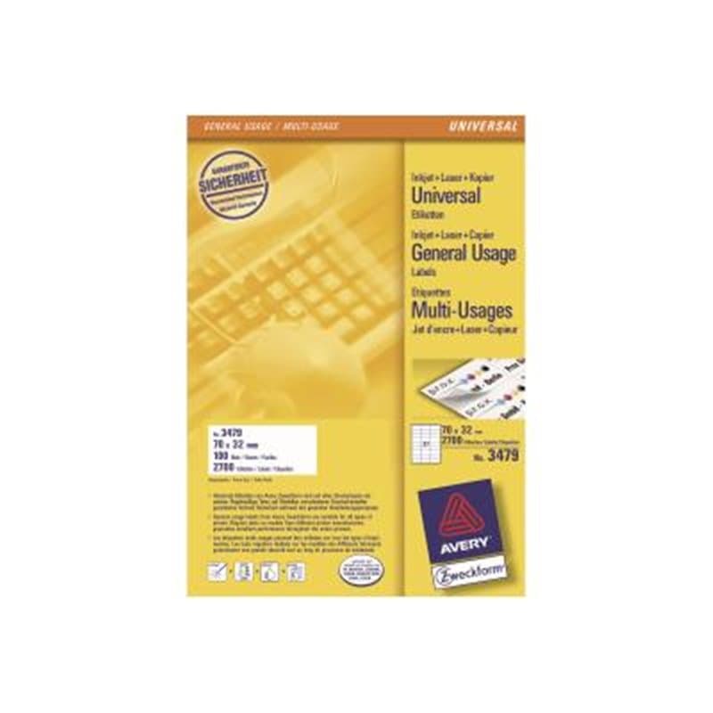 Avery Zweckform, Étiquettes Avery 70 x 32 mm, A4 (3479) - Image 1