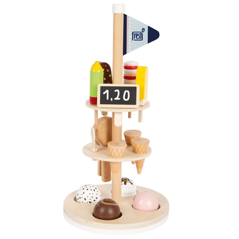Small Foot - Wooden Ice Creams with Holder, 15pcs. 12232 - Image 1