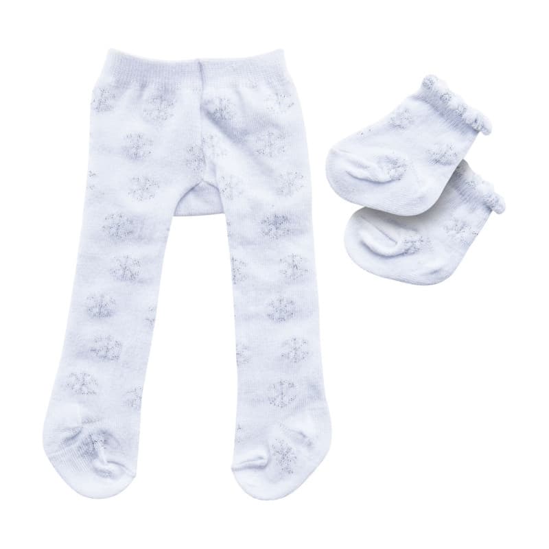 HELESS Doll Tights with Socks - Snowflakes, 28-35 cm - Image 1