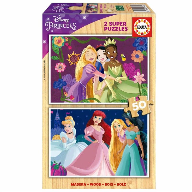 Puzzles 2 X 50 pcs disney princess en bois - Image 1