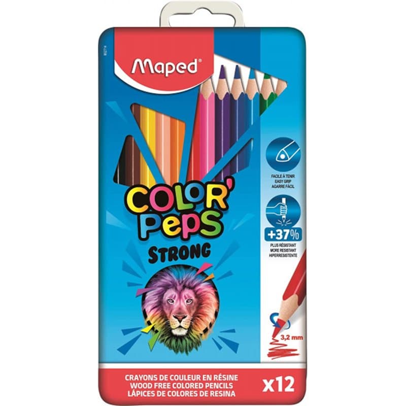 12 crayons de couleur maped color'peps boîte métal - Image 1
