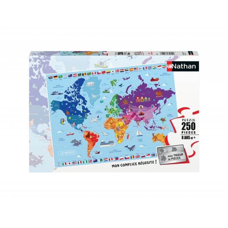 Nathan Puzzle 250 p - Carte du monde - Image 1