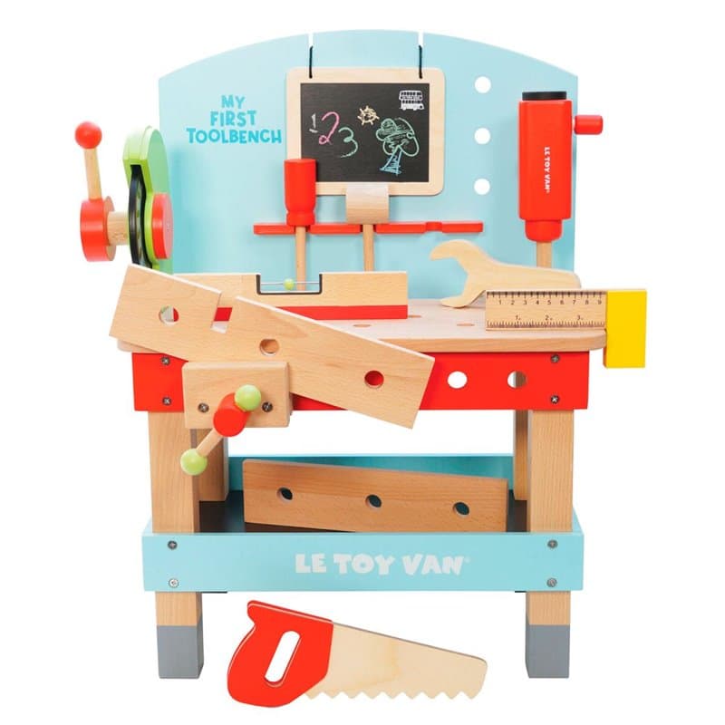 Etabli en bois avec outils - turquoise rouge - Image 1