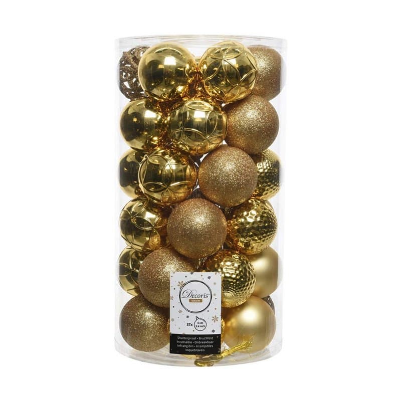Boules de Noël Decoris 37 Pièces Or Doré Ø 6 cm - Image 1