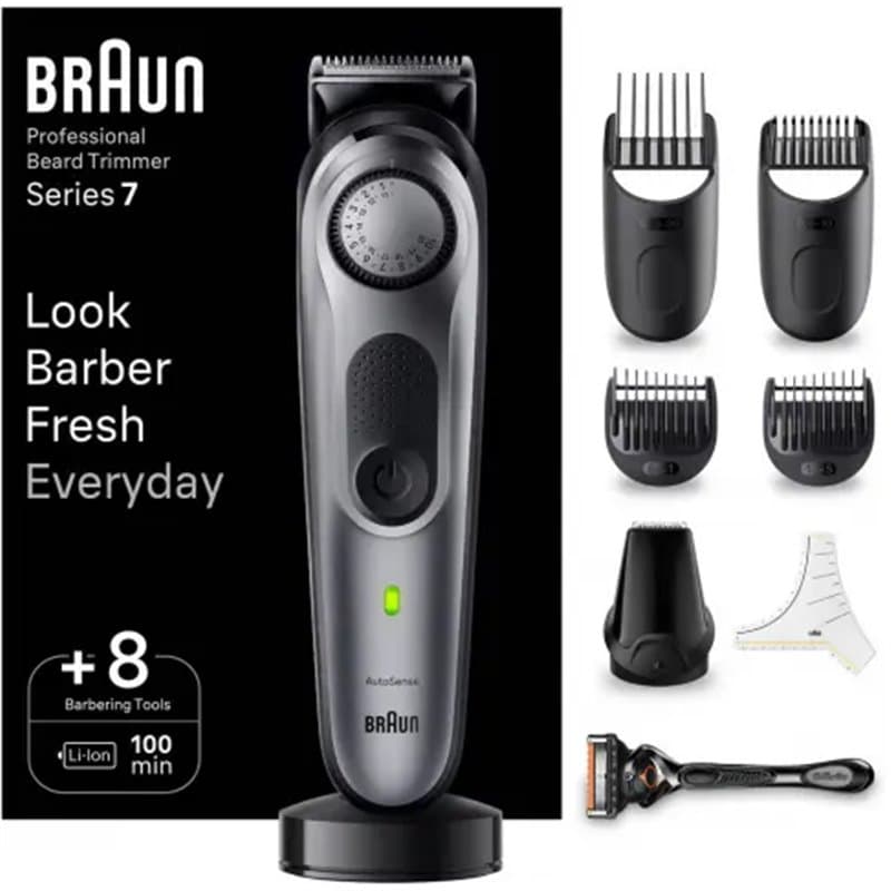 Braun BeardTrimmer 7 BT7420 Batterie 40 2 cm Noir, Gris - Image 1