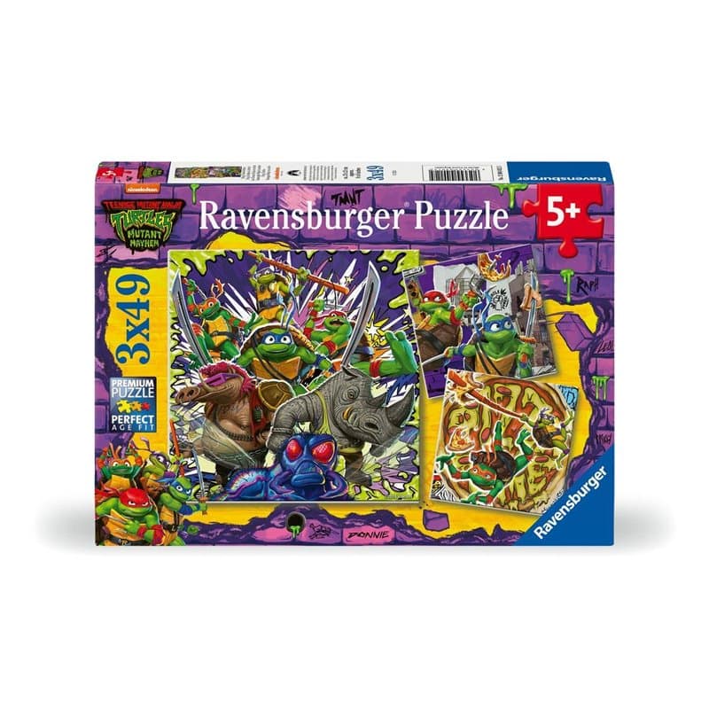 Lot de 3 puzzles 49 pieces - Les Tortues Ninja en action - Image 1