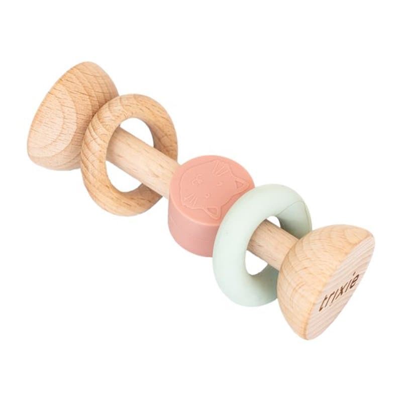 Hochet en silicone et bois - Mrs. Cat - Image 1