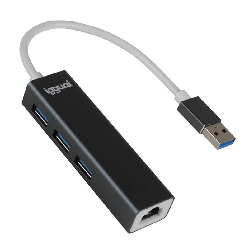Hub USB iggual IGG319260 Noir Gris - Image 1