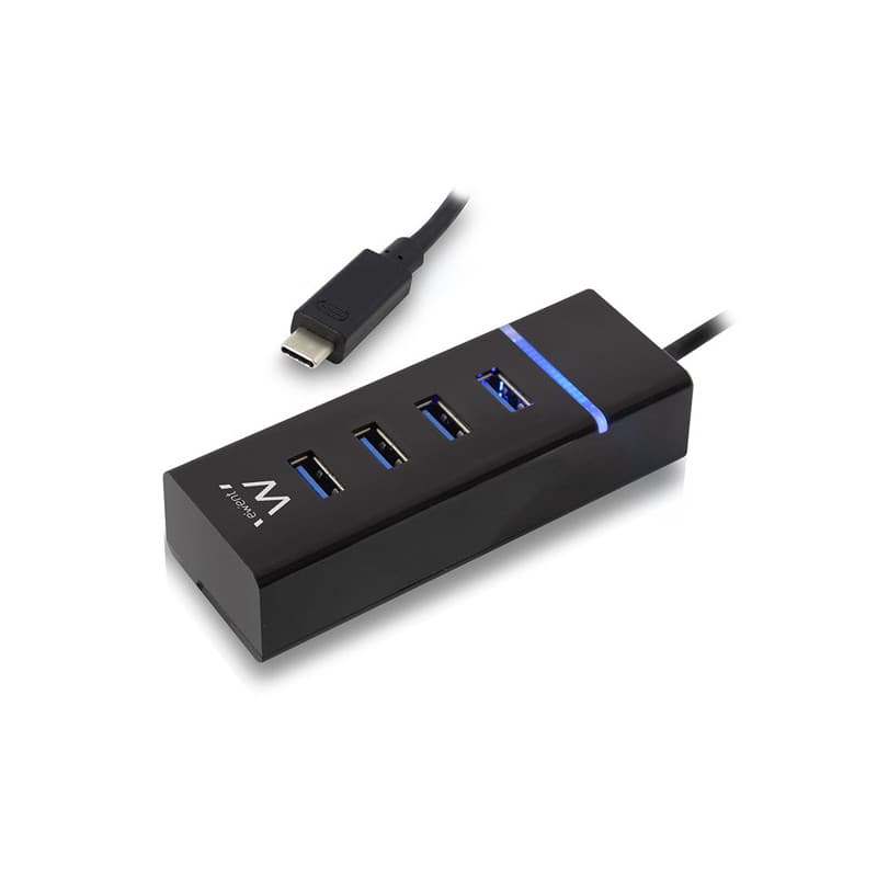 Ewent EW1137 hub & concentrateur USB 3.2 Gen 1 (3.1 Gen 1) Type-C 5000 Mbit/s Noir - Image 1