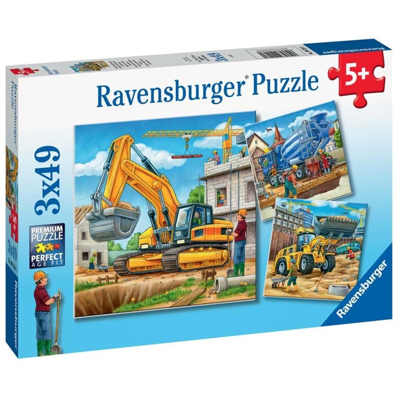 Puzzles 3x49 p - grands véhicules de construction - Image 1